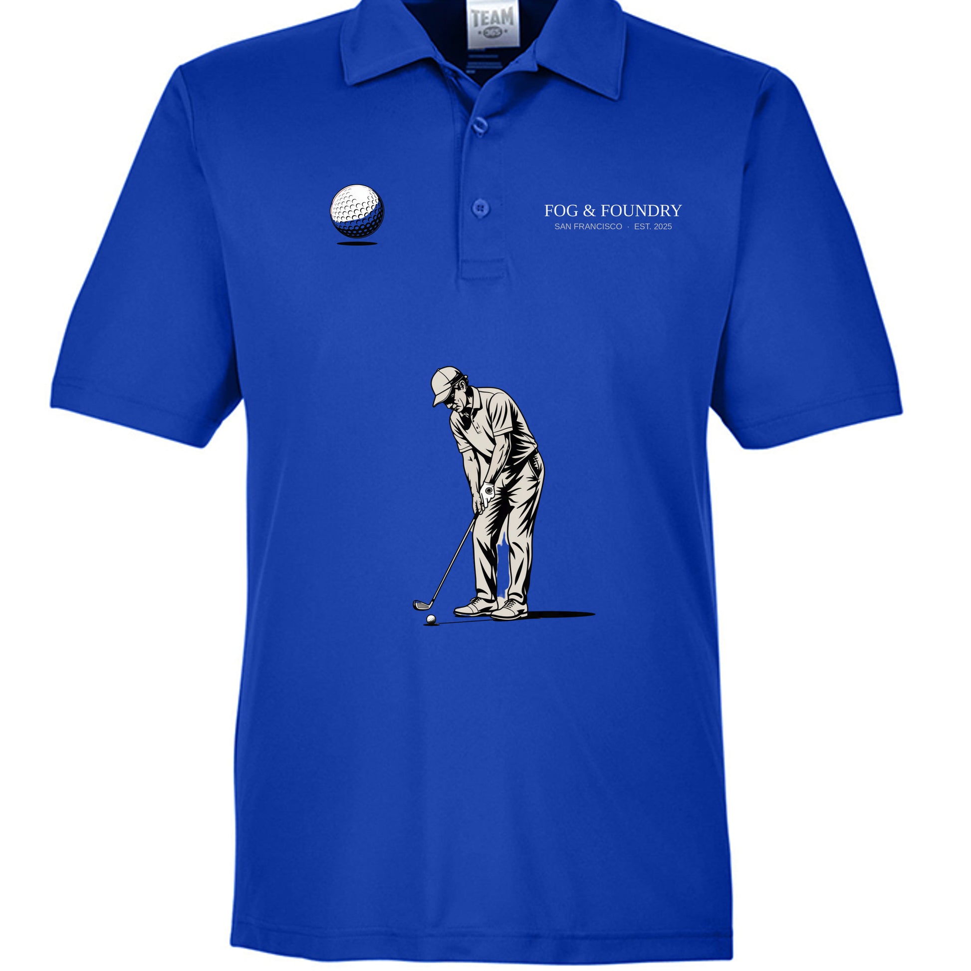 Golf polo sport royal front — Fog & Foundry