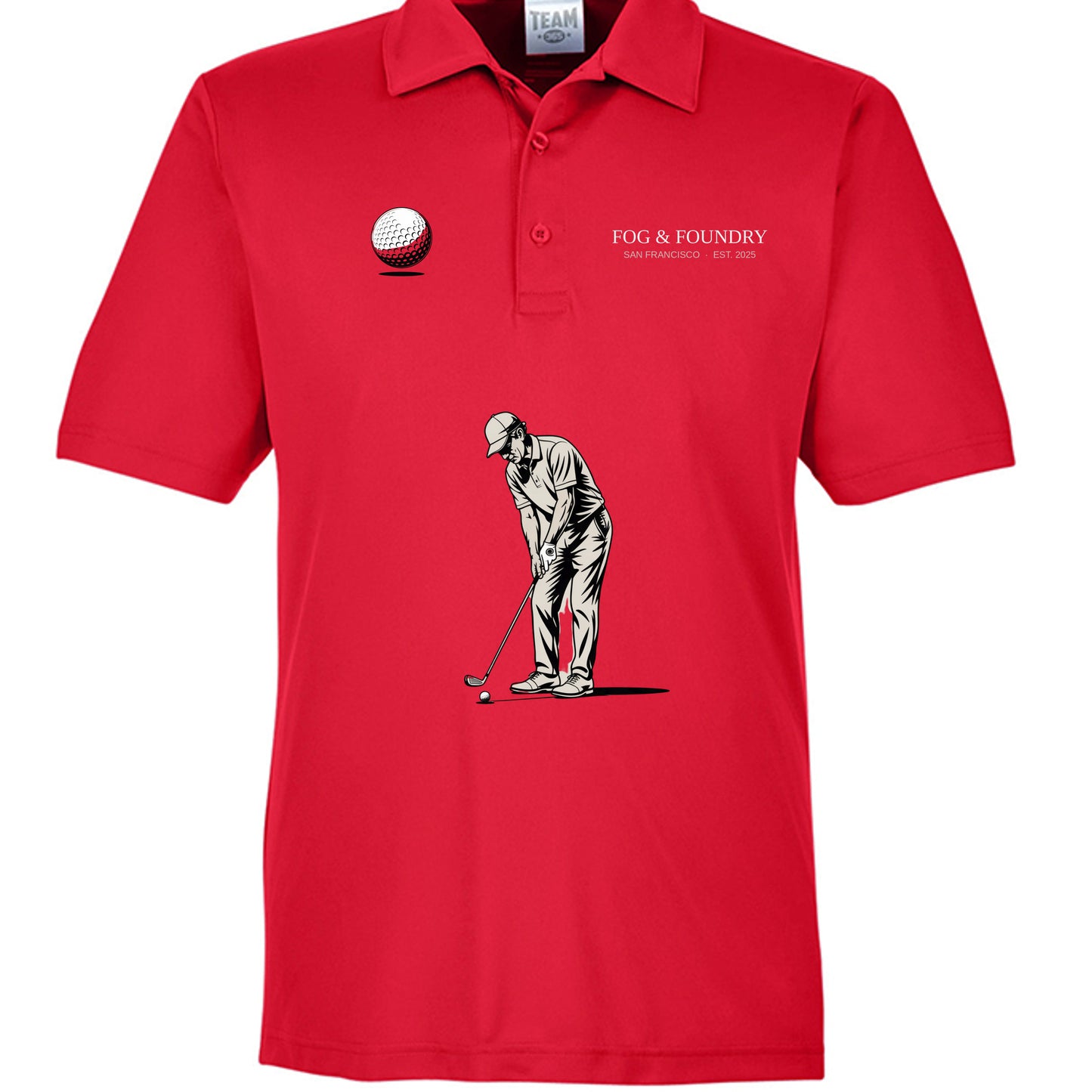Golf polo sport red front — Fog & Foundry