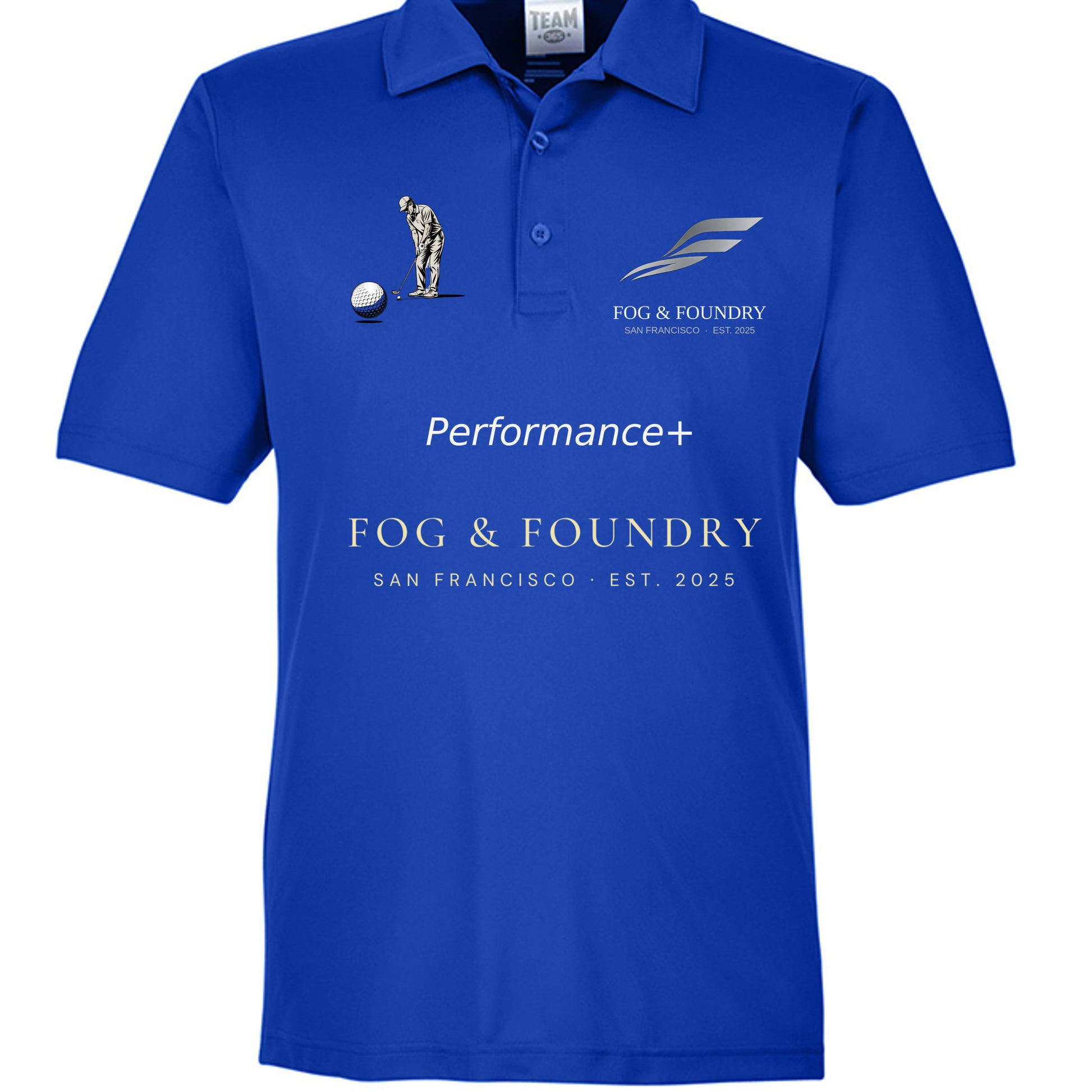 Golf polo sport royal front — Fog & Foundry