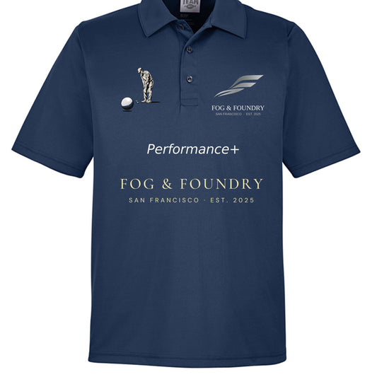Golf polo sport dark navy front — Fog & Foundry