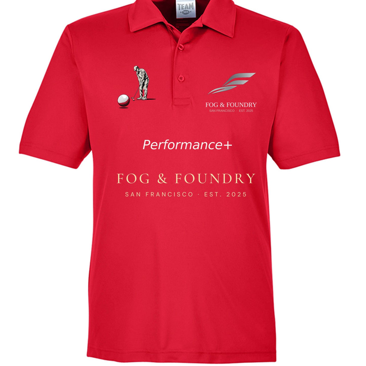 Golf polo sport red front — Fog & Foundry