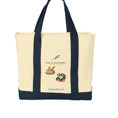 All purpose tote bag natural navy front — Fog & Foundry