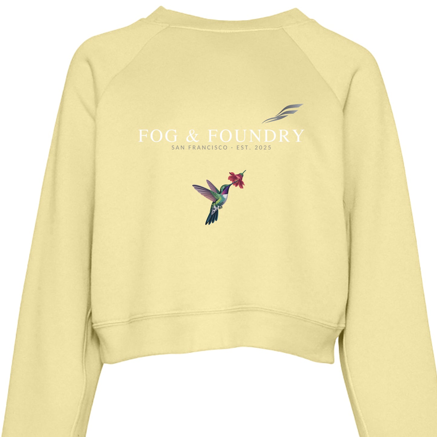 Navy Embarcadero Pullover Fleece by Fog & Foundry, shown in a close-up of the soft fabric and relaxed fit.