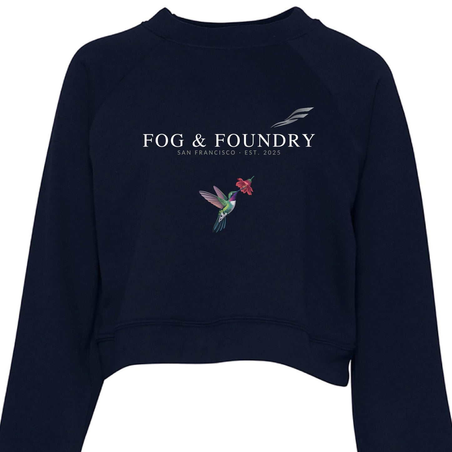 Fog & Foundry Embarcadero Pullover Fleece in navy, showing the soft, cozy fabric with a relaxed fit and subtle branding detail.