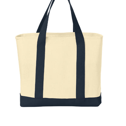 Cream-colored cotton tote bag with Fog & Foundry branding, featuring sturdy handles and a simple, functional design.