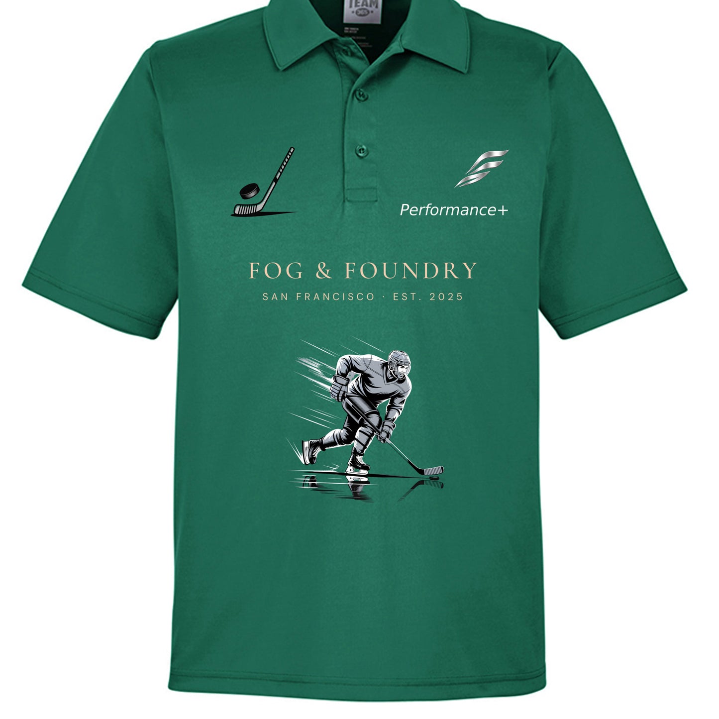 Fog & Foundry Hockey Performance+ Polo featuring a sleek design, lightweight fabric, and sporty fit for active wear.