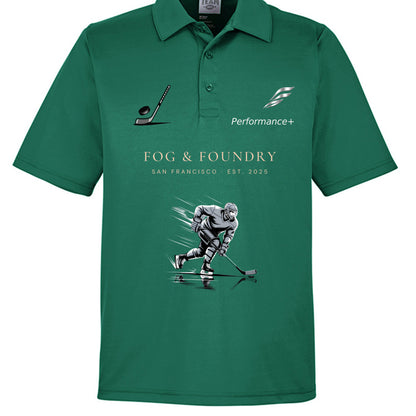 Fog & Foundry Hockey Performance+ Polo featuring a sleek design, lightweight fabric, and sporty fit for active wear.