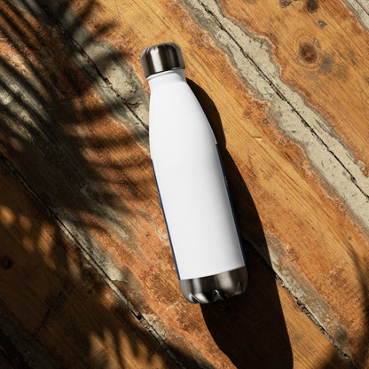 Fog & Foundry I Love America stainless steel water bottle, 17oz, white with back view, ideal for outdoor and everyday use