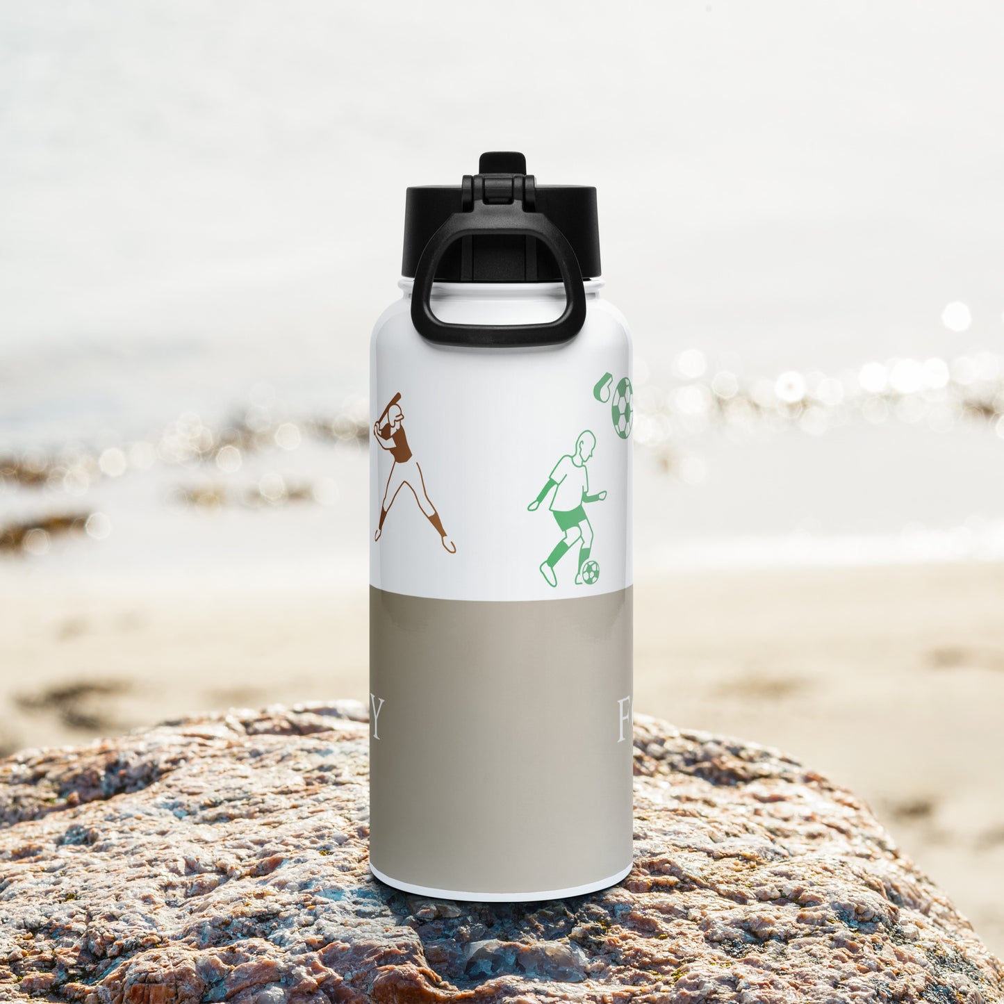 Marina Khaki water bottle 32oz back — Fog & Foundry