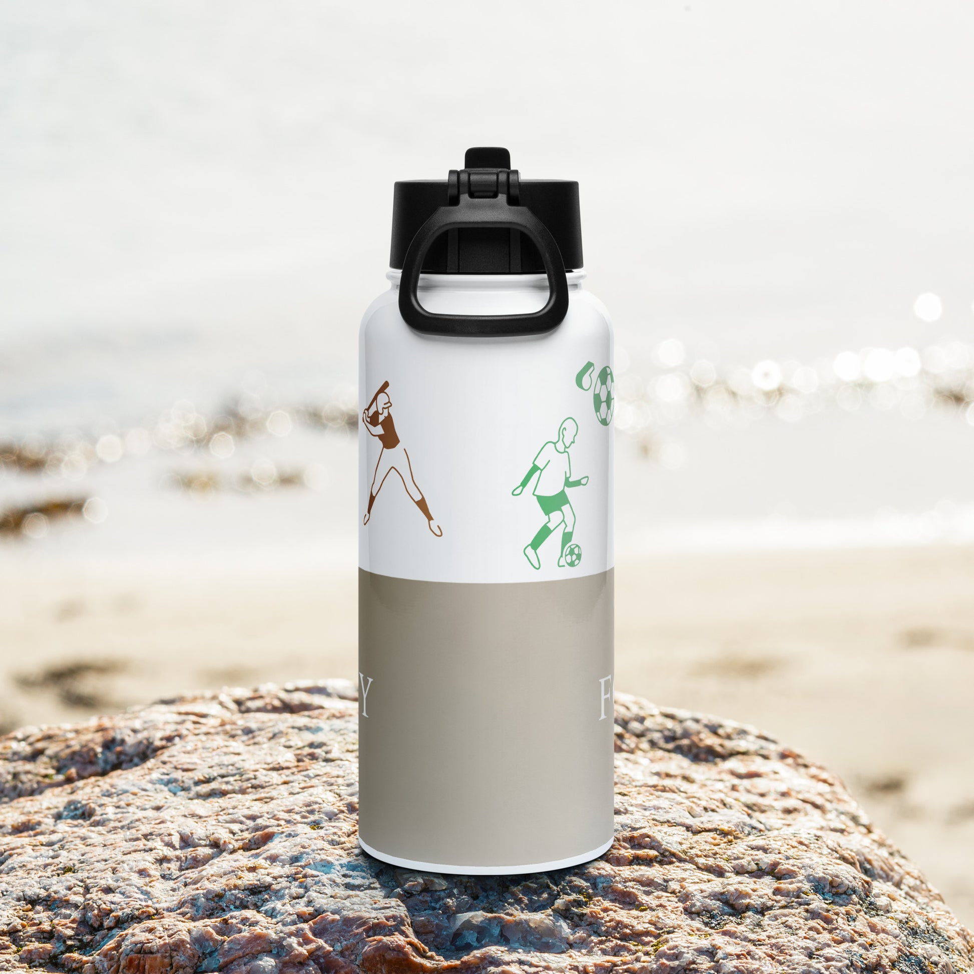 Marina Khaki water bottle 32oz back — Fog & Foundry