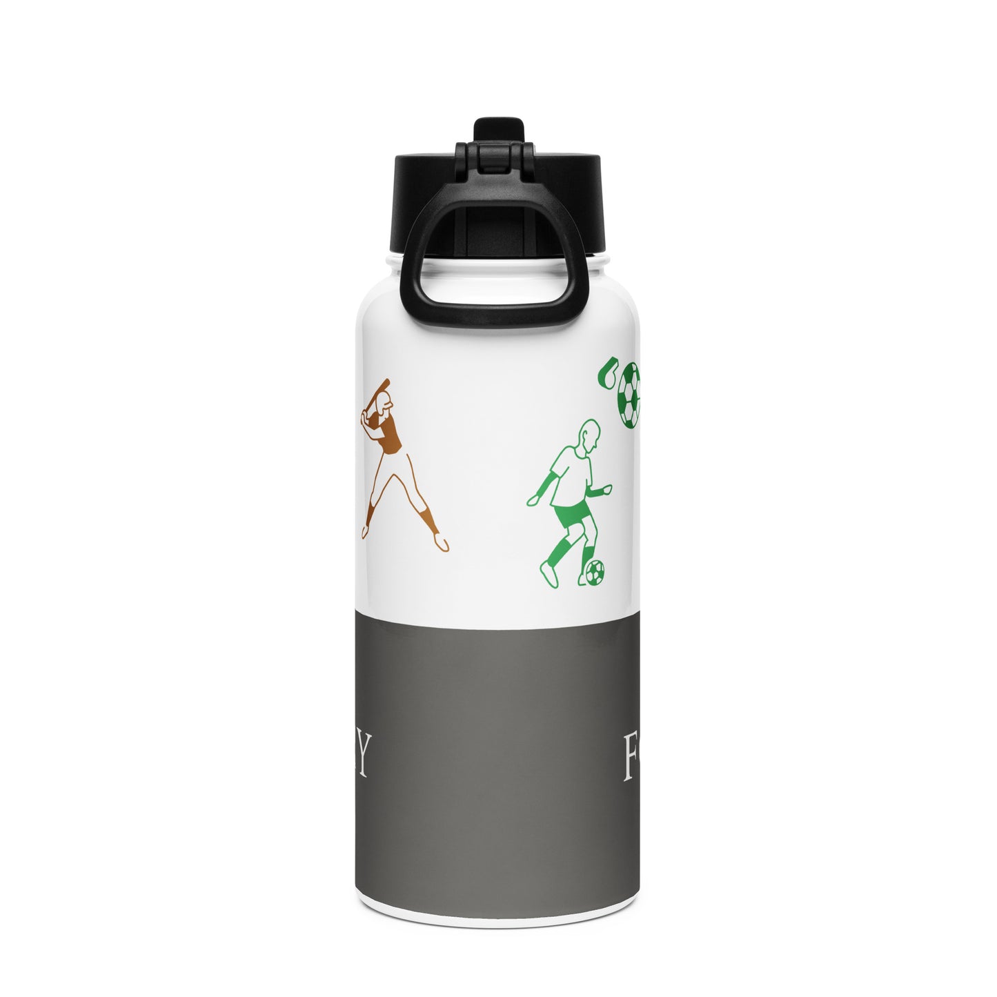 Sunset Charcoal water bottle 32oz back — Fog & Foundry