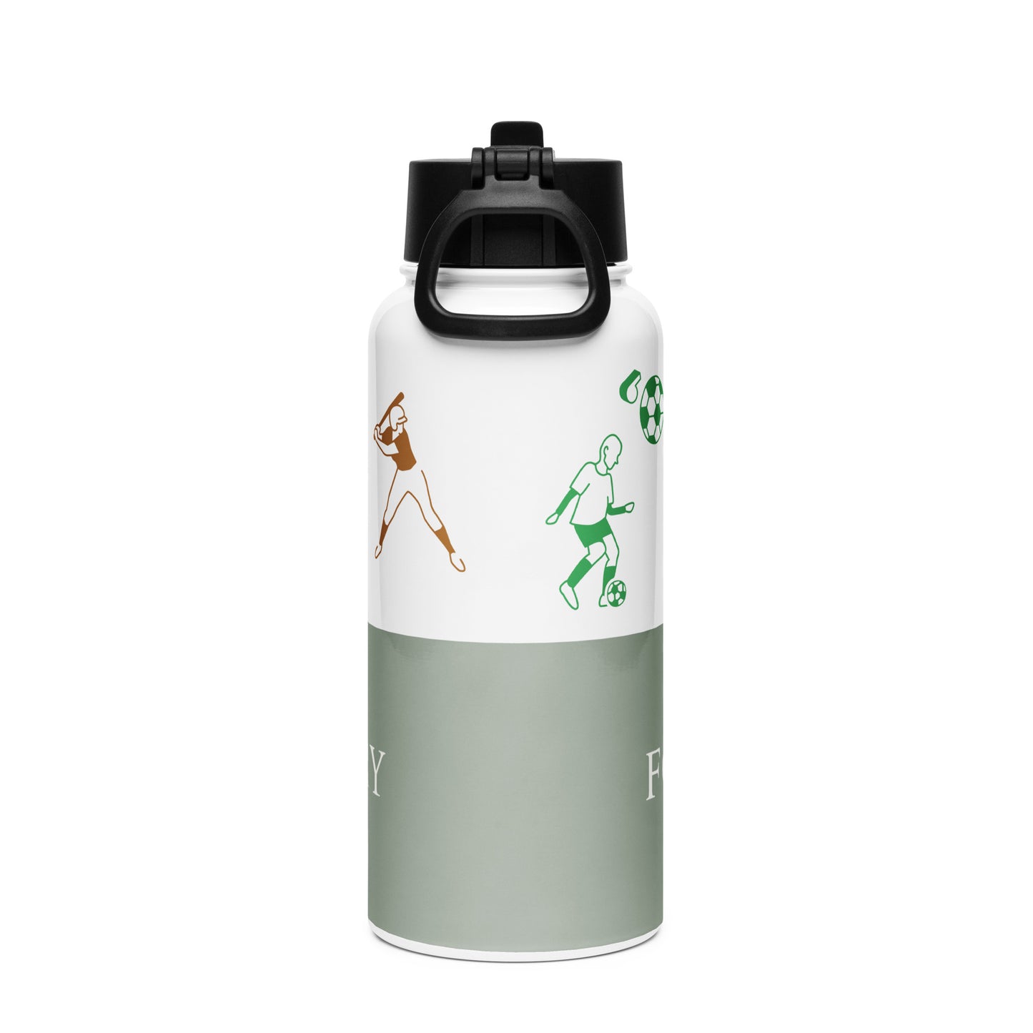 Marina Sage water bottle 32oz back view 2 — Fog & Foundry