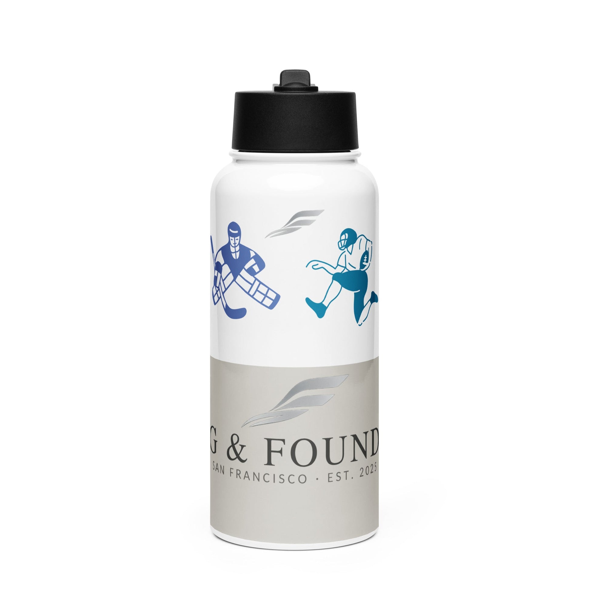 Marina Gray stainless steel water bottle front — Fog & Foundry