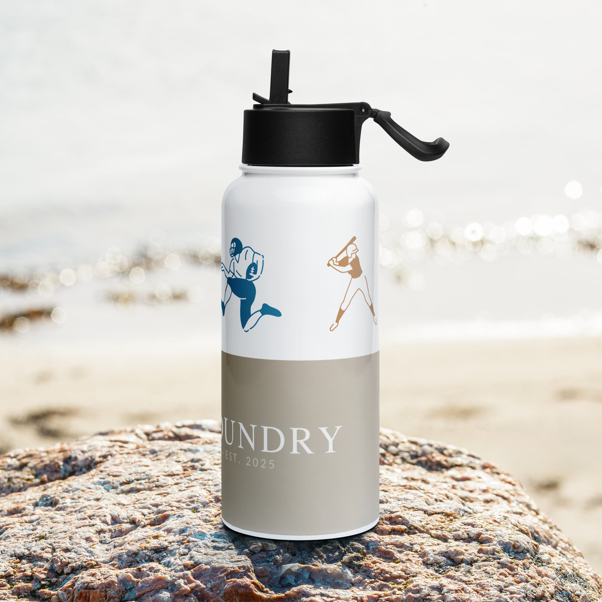 Marina Khaki water bottle 32oz left — Fog & Foundry