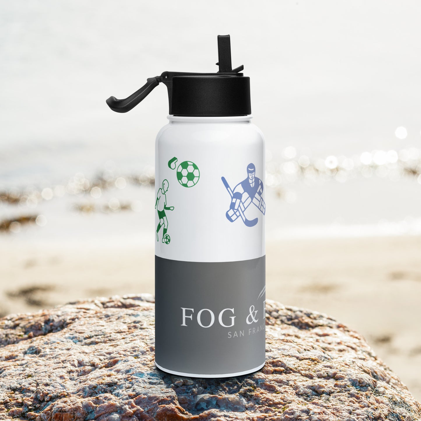 Sunset Charcoal water bottle 32oz right — Fog & Foundry