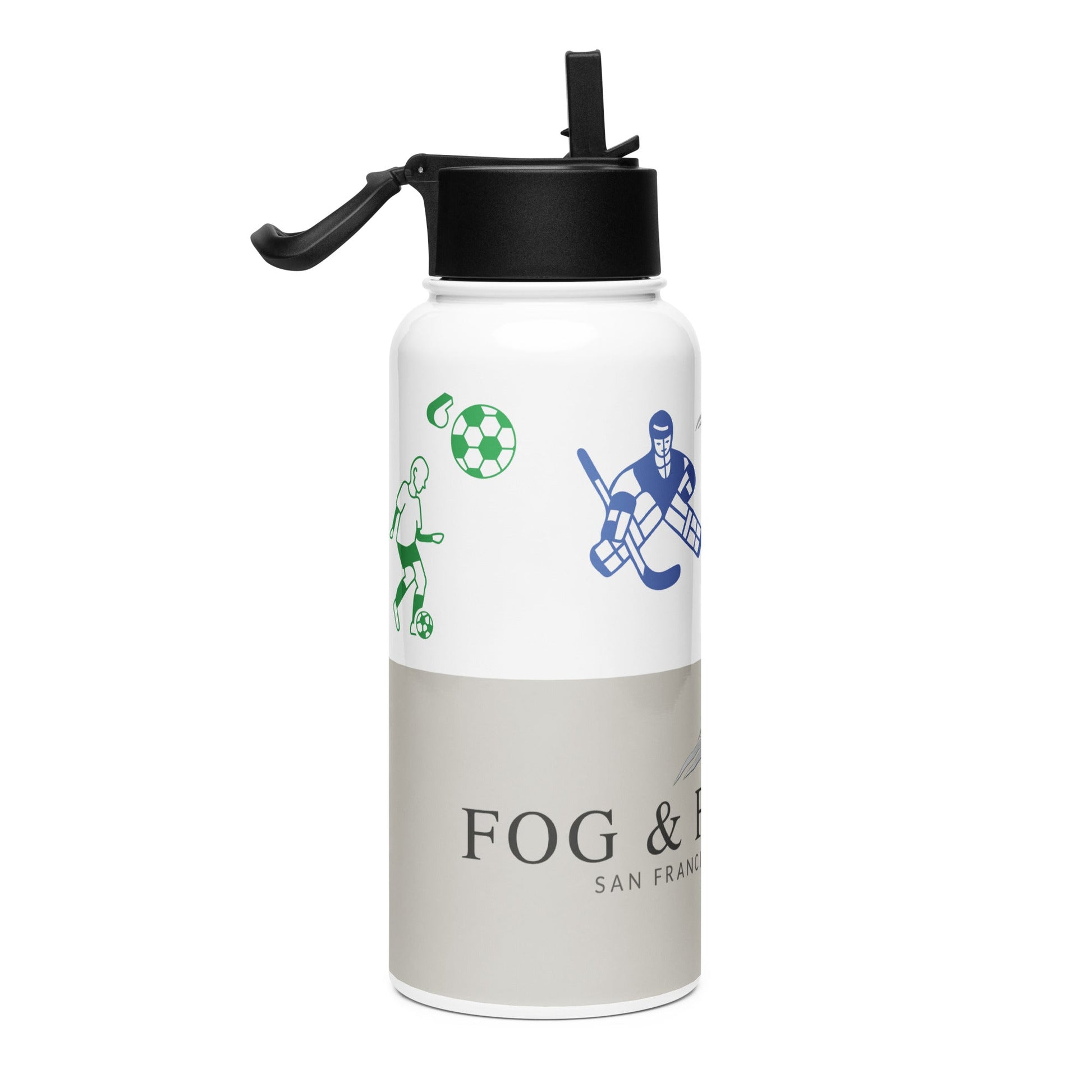 Marina Gray stainless steel water bottle right — Fog & Foundry