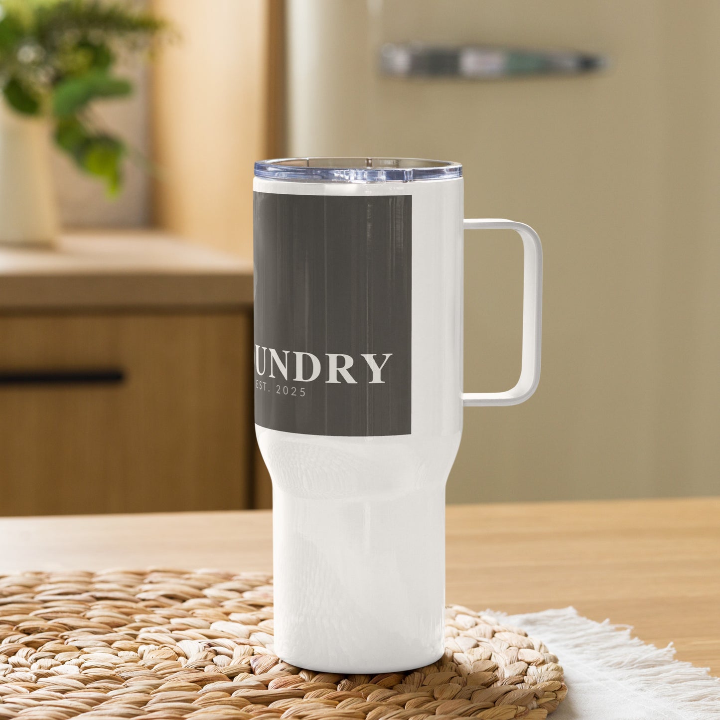 Travel mug with handle 25oz left — Fog & Foundry