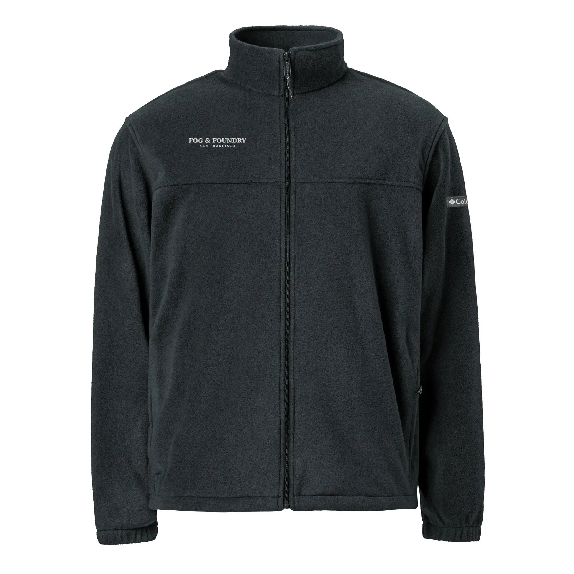 Columbia fleece zip jacket black front — Fog & Foundry
