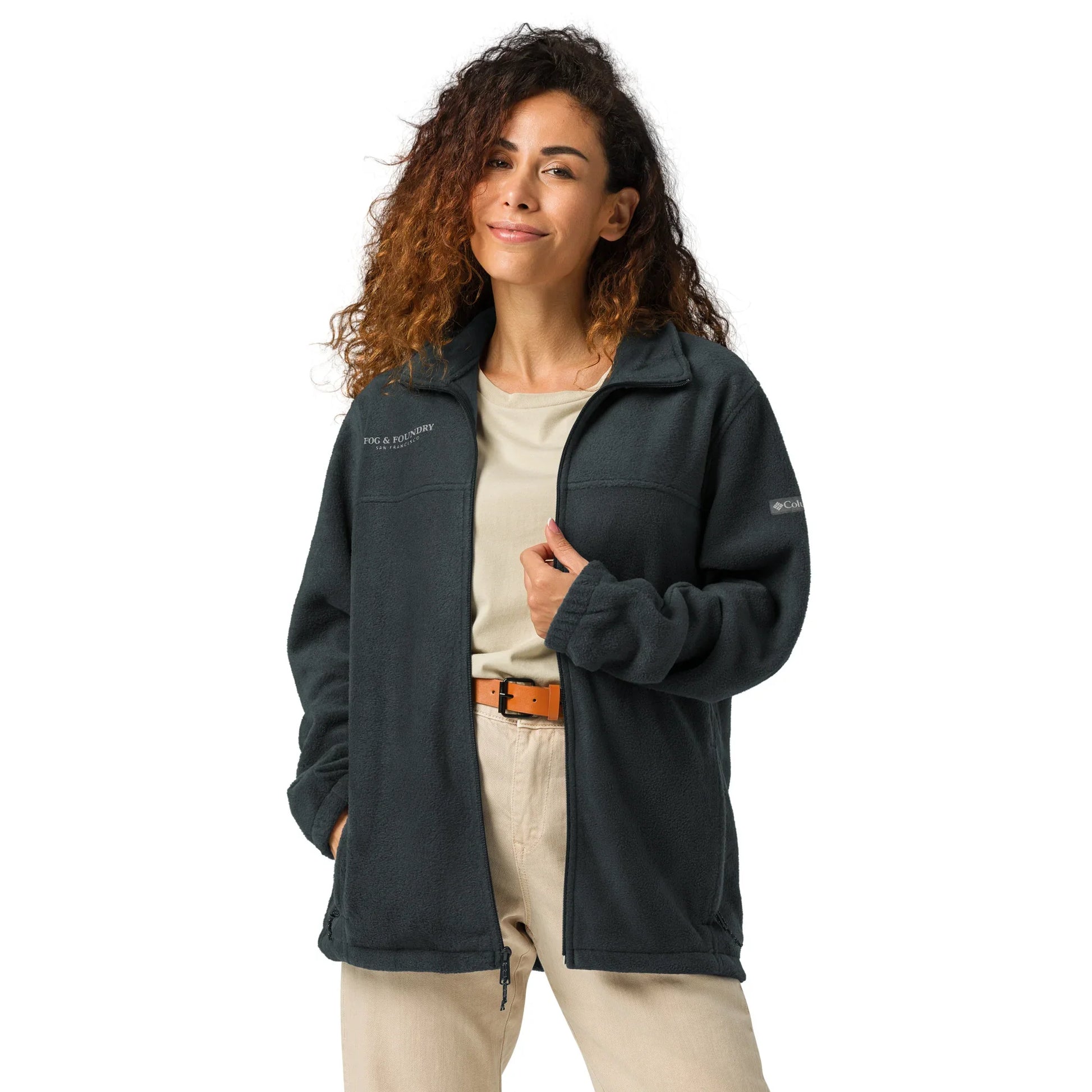 Columbia fleece zip jacket black front view 2 — Fog & Foundry
