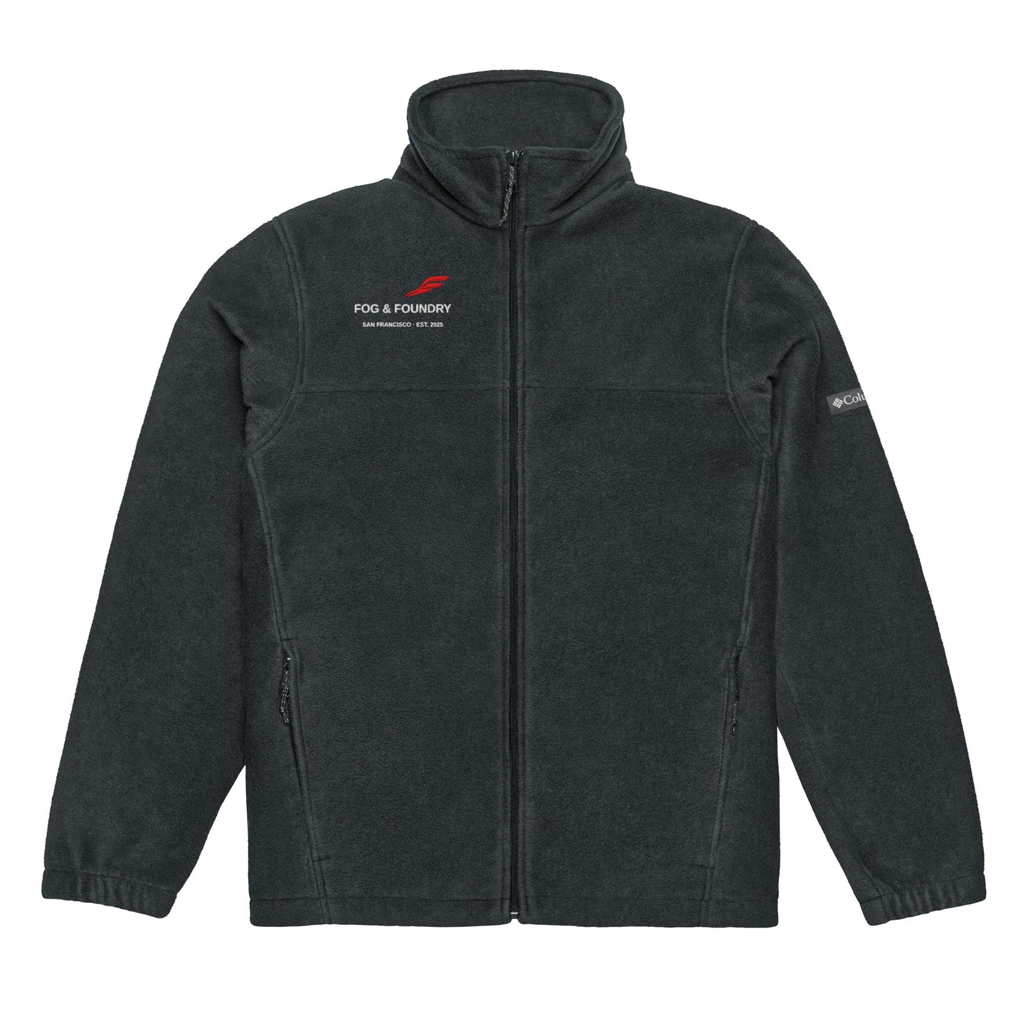 Columbia fleece jacket black front — Fog & Foundry