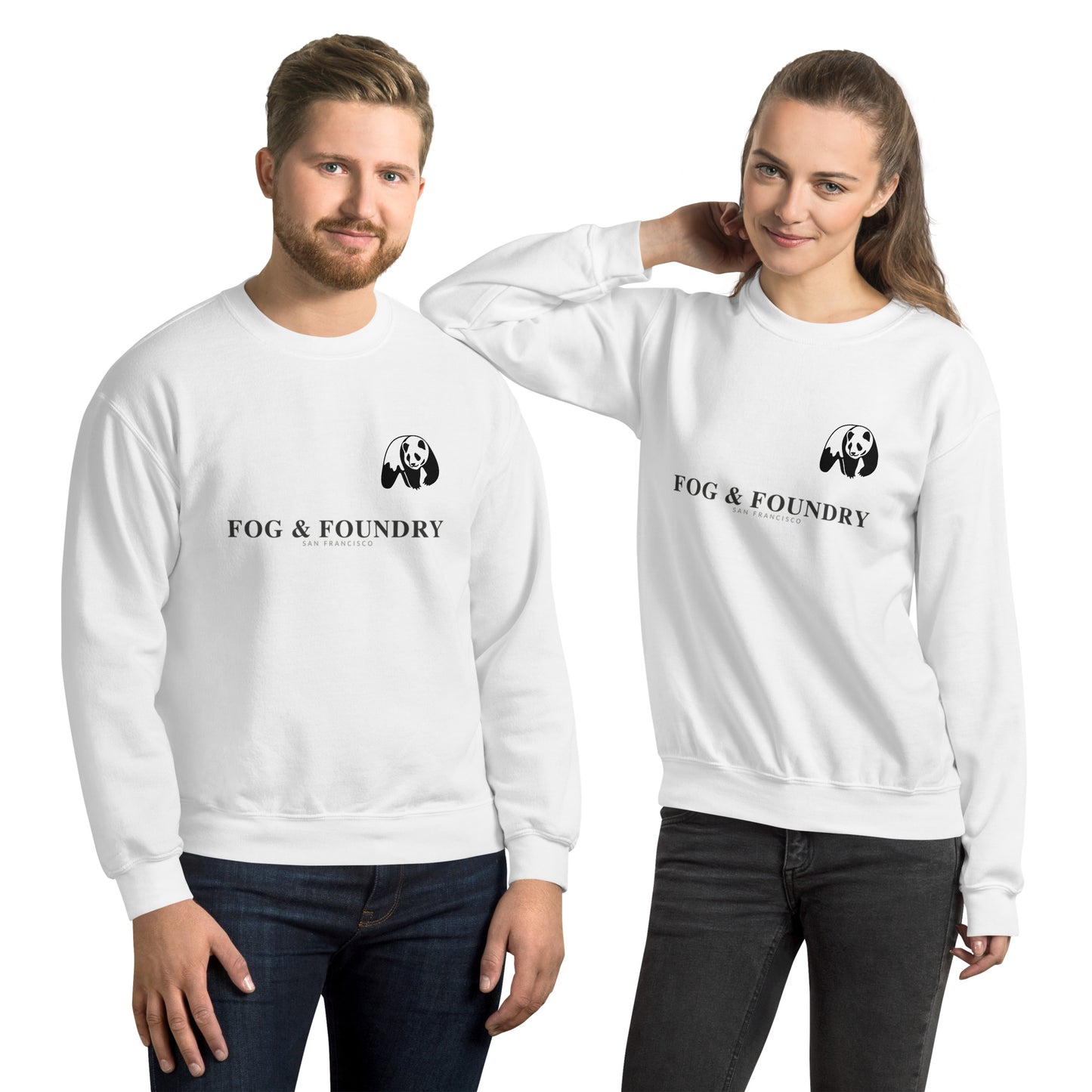 Heavyweight cotton pullover sweatshirt white front — Fog & Foundry