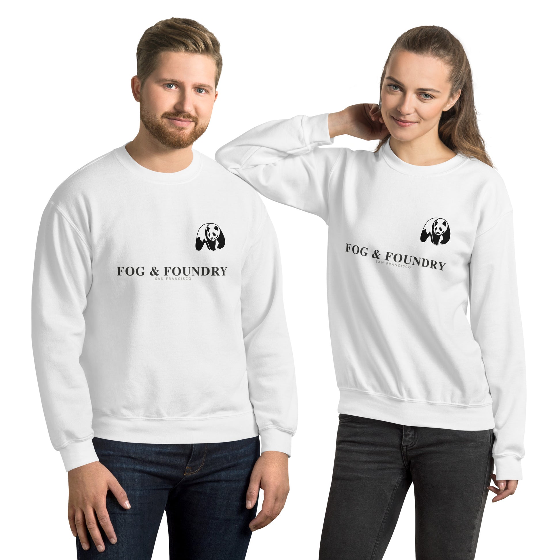 Heavyweight cotton pullover sweatshirt white front — Fog & Foundry