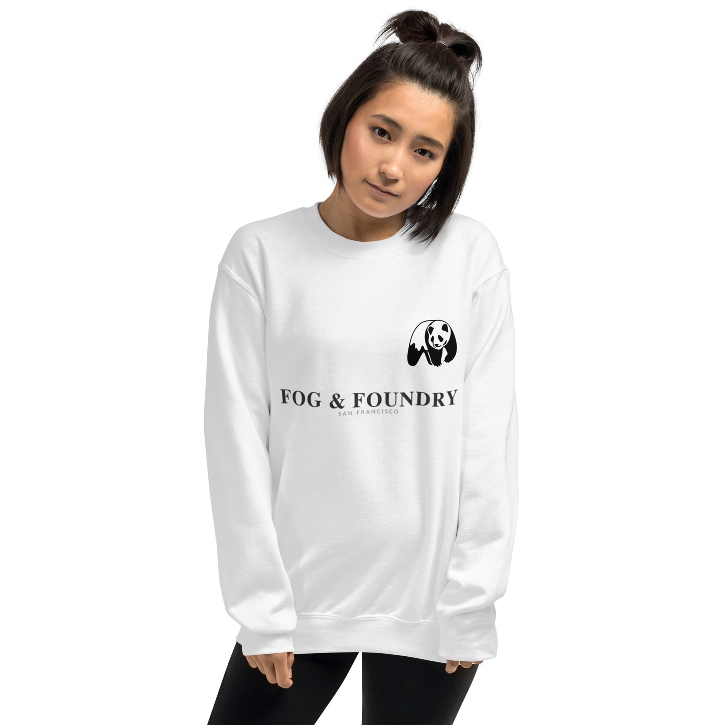 Heavyweight cotton pullover sweatshirt white front view 2 — Fog & Foundry