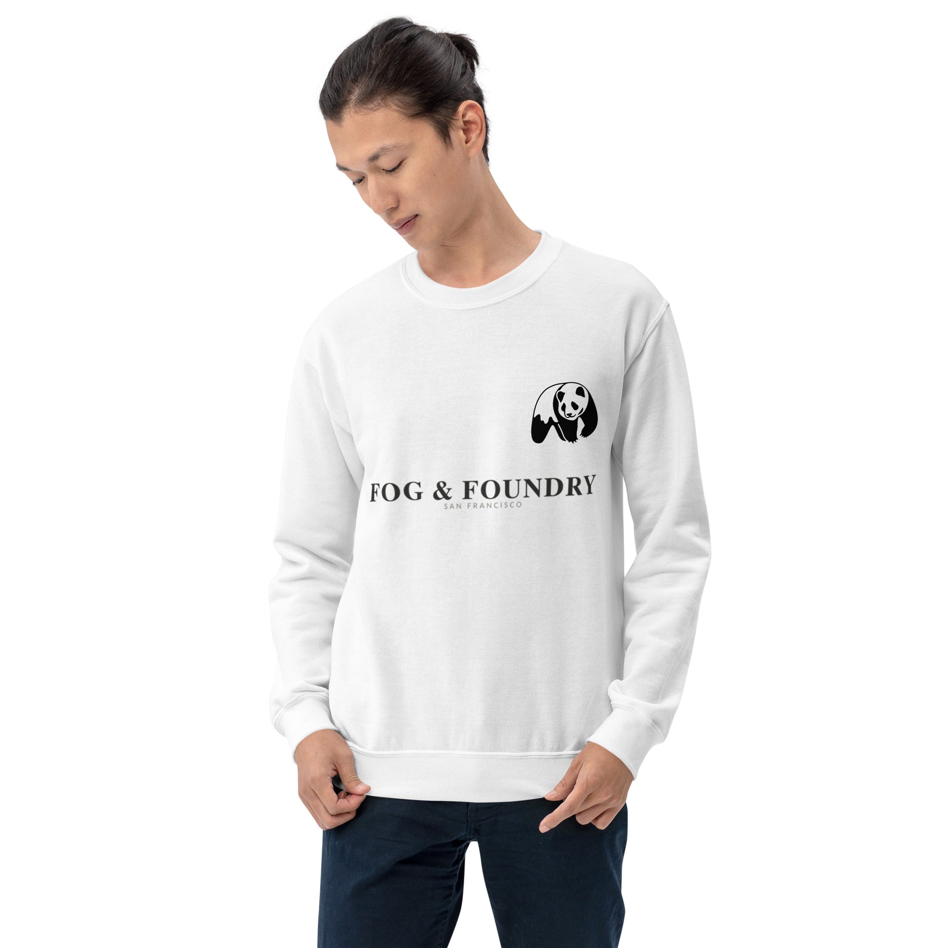 Heavyweight cotton pullover sweatshirt white front view 3 — Fog & Foundry