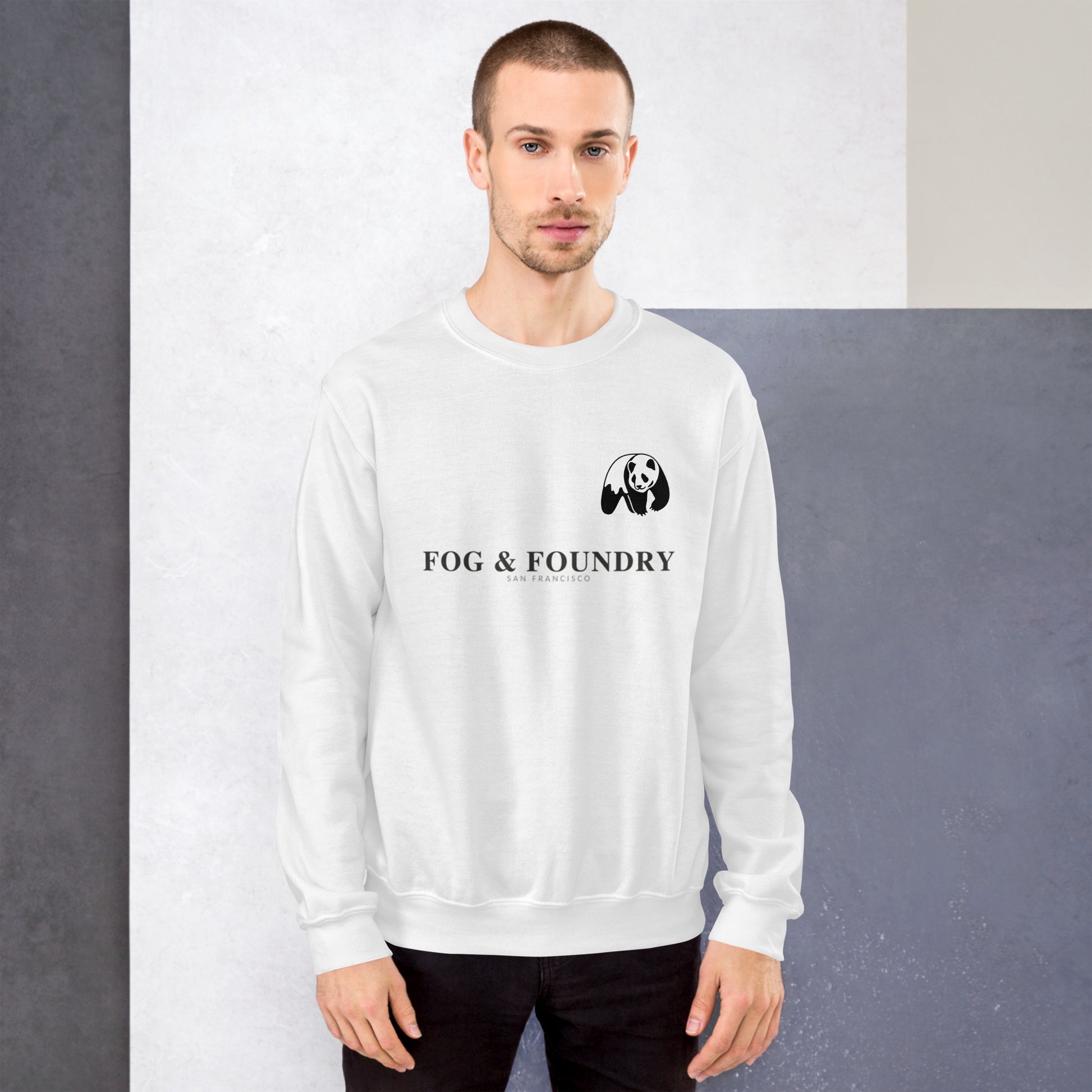 Heavyweight cotton pullover sweatshirt white front view 4 — Fog & Foundry
