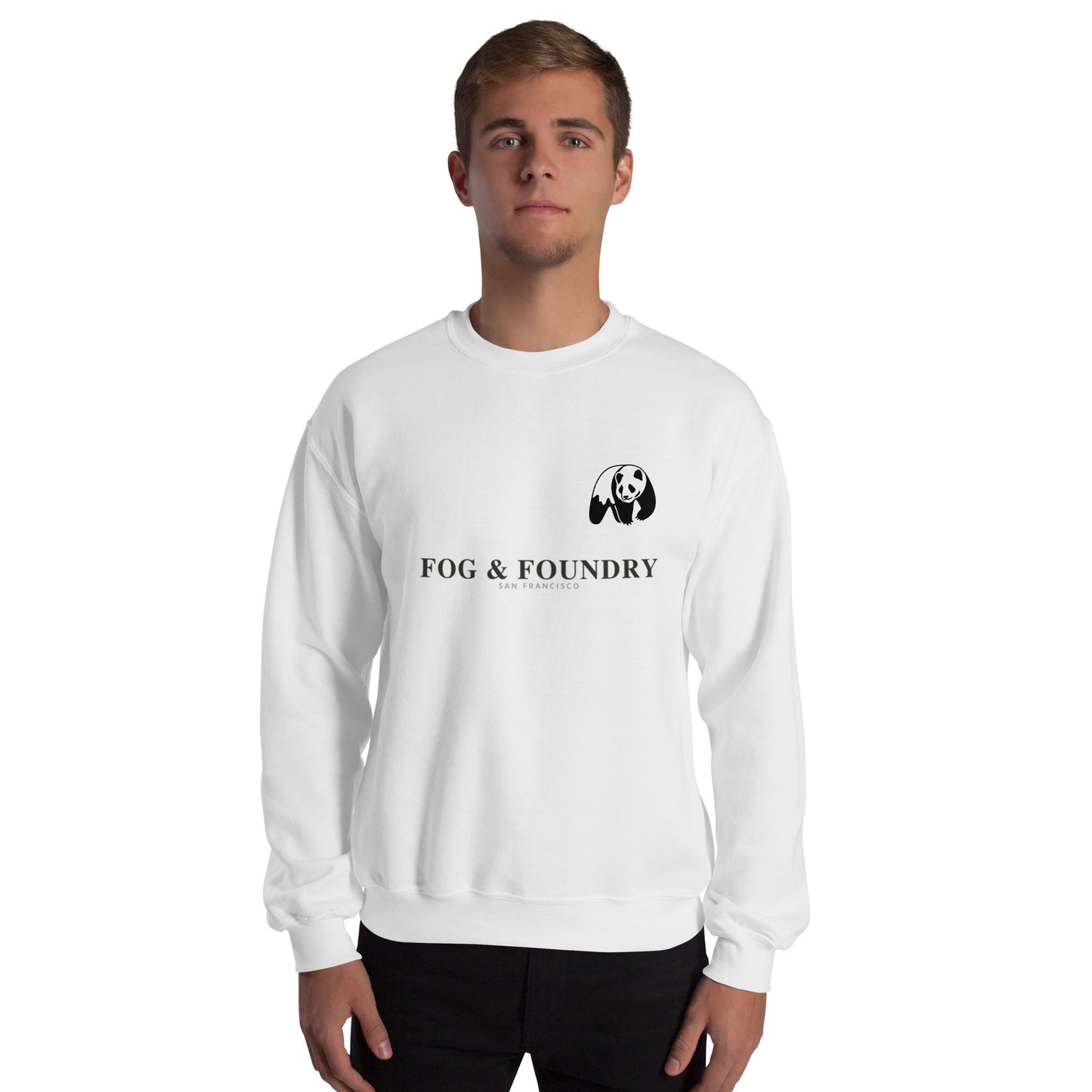 Heavyweight cotton pullover sweatshirt white front view 5 — Fog & Foundry