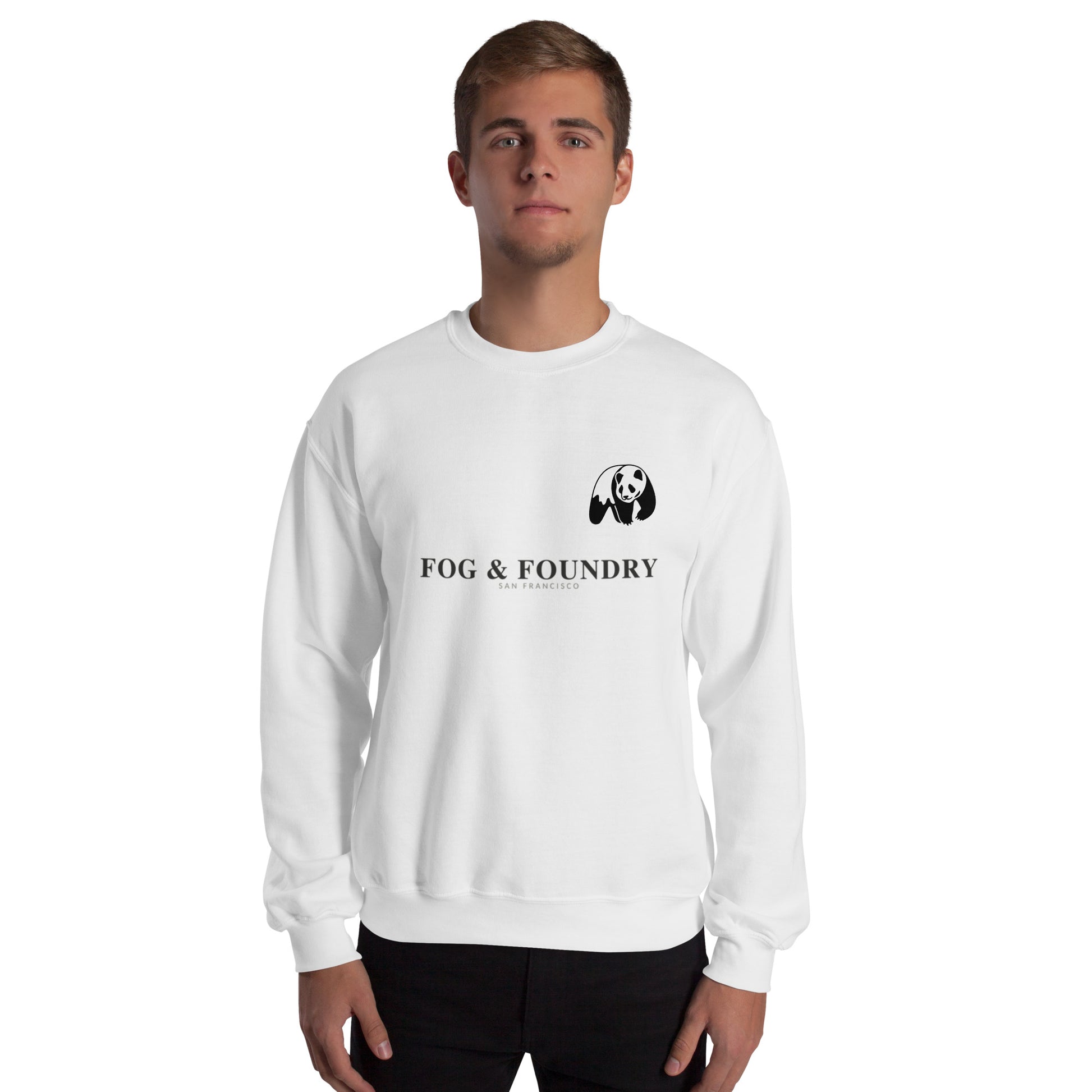 Heavyweight cotton pullover sweatshirt white front view 5 — Fog & Foundry