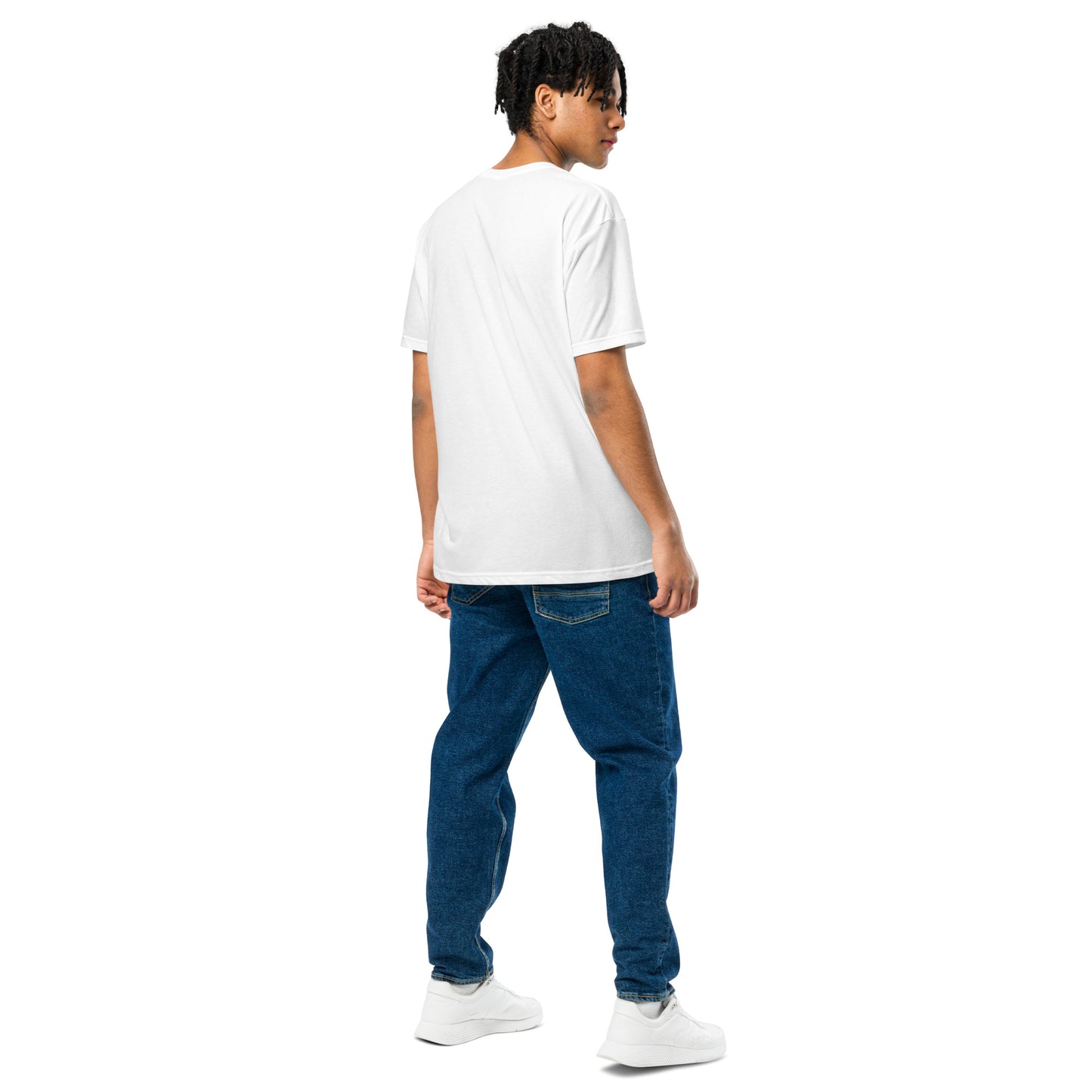 Fitted t-shirt for everyone white back — Fog & Foundry
