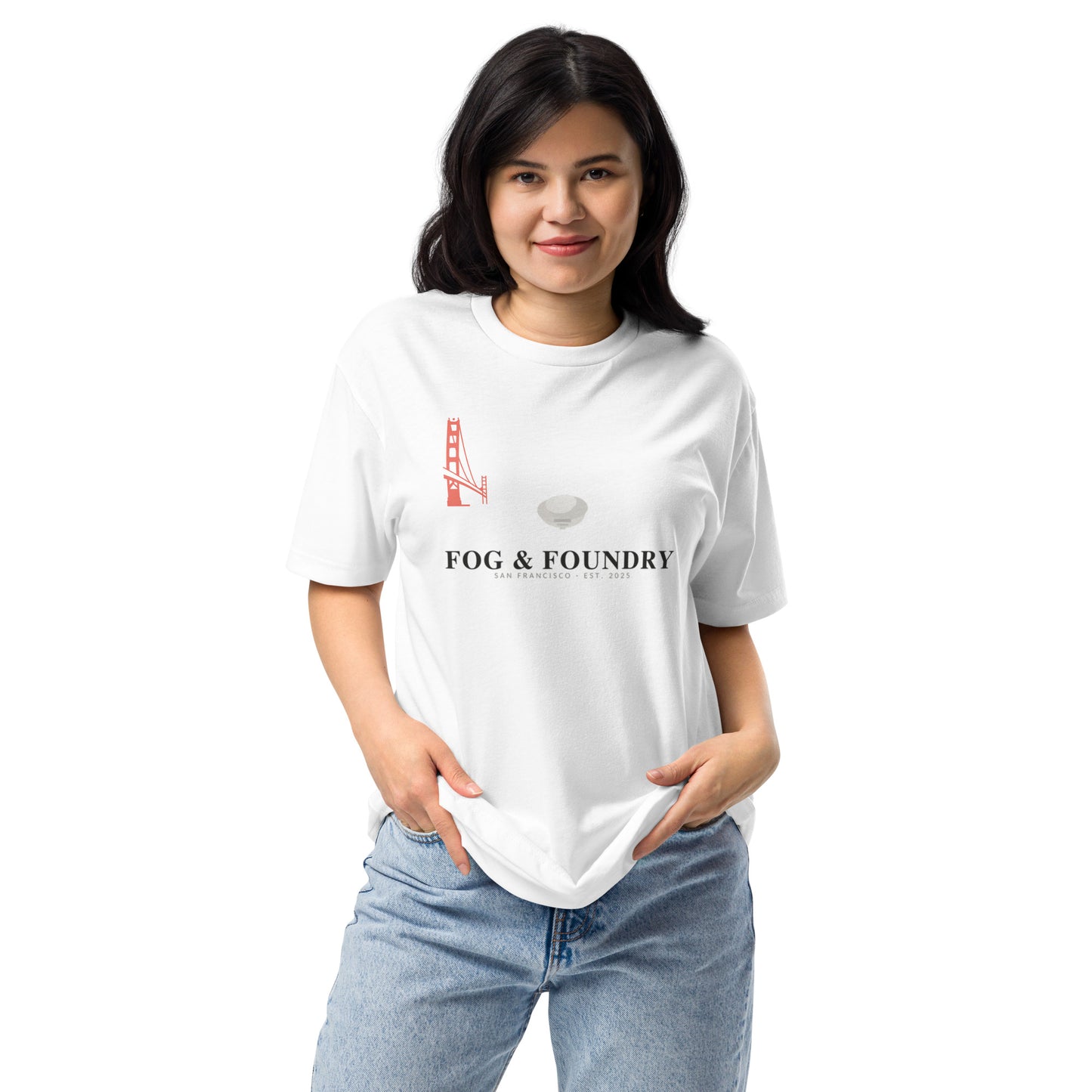 Fitted t-shirt for everyone white front view 2 — Fog & Foundry