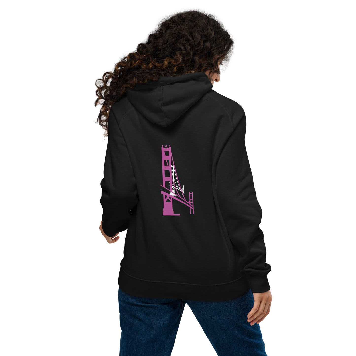 Organic cotton raglan hoodie black back — Fog & Foundry