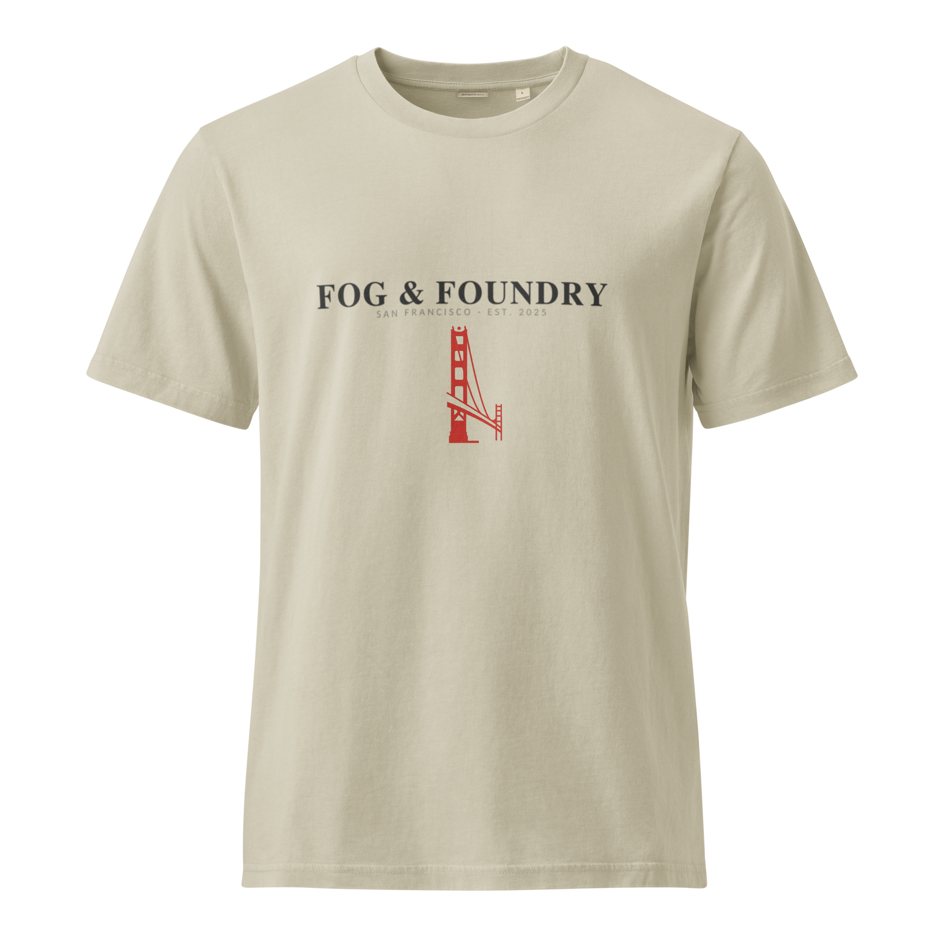 Garment-dyed vintage t-shirt stone front view 2 — Fog & Foundry
