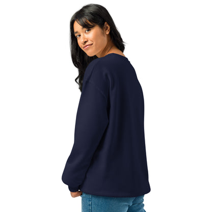Heavyweight cotton-blend crewneck sweatshirt navy back — Fog & Foundry