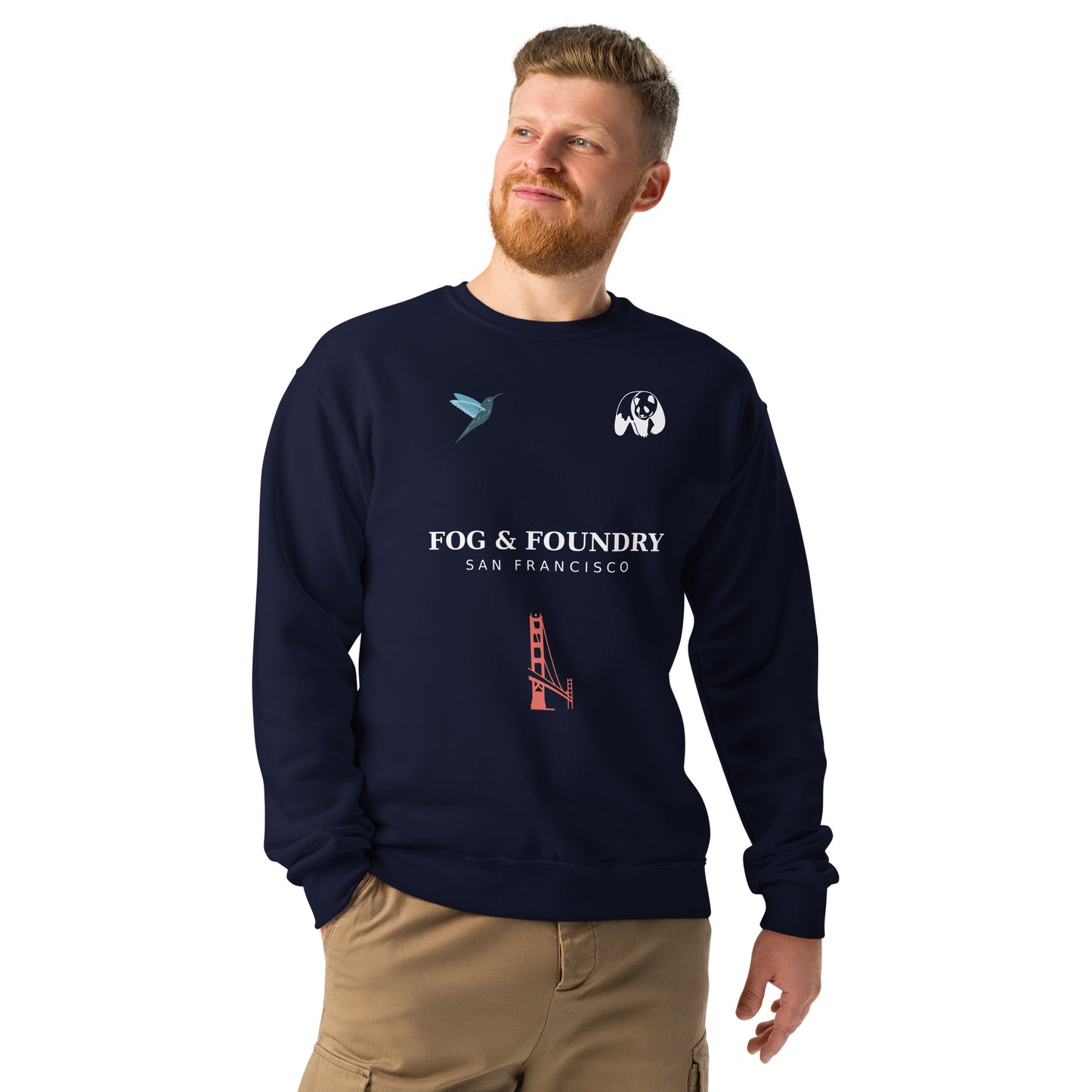 Heavyweight cotton-blend crewneck sweatshirt navy front view 3 — Fog & Foundry