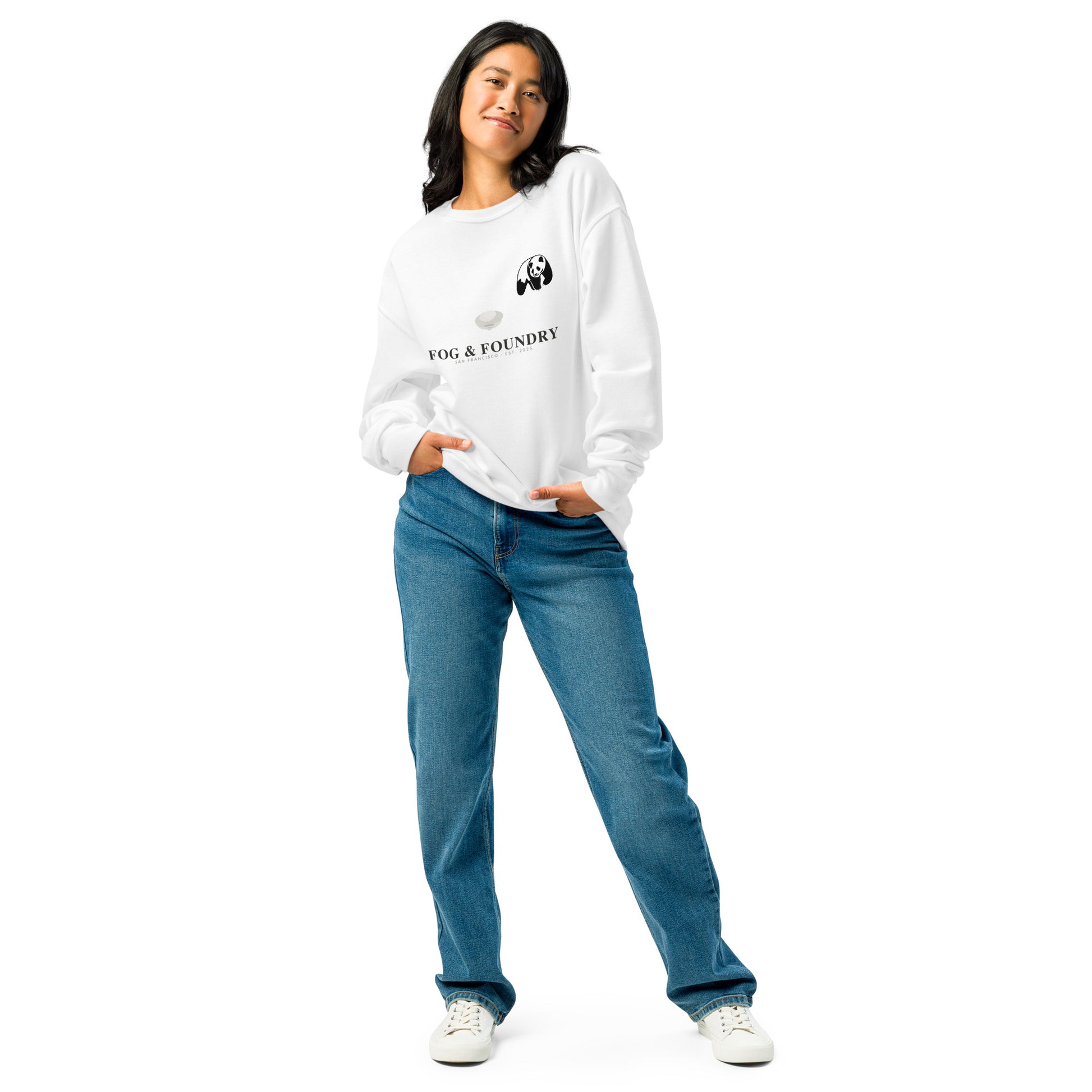 Crew neck sweatshirt navy front view 4 — Fog & Foundry