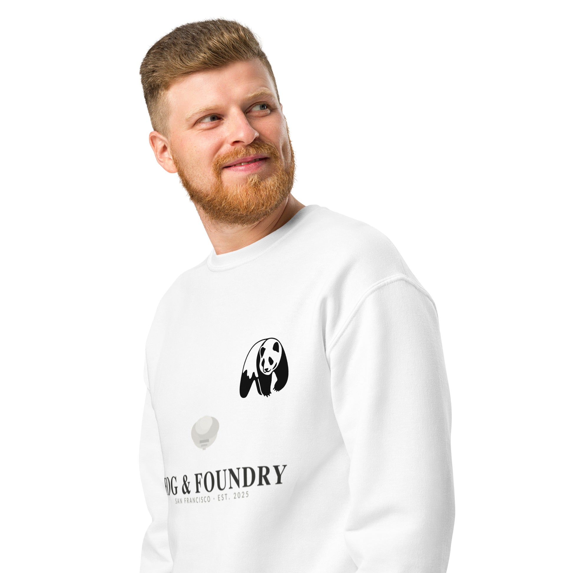 Crew neck sweatshirt navy left front — Fog & Foundry