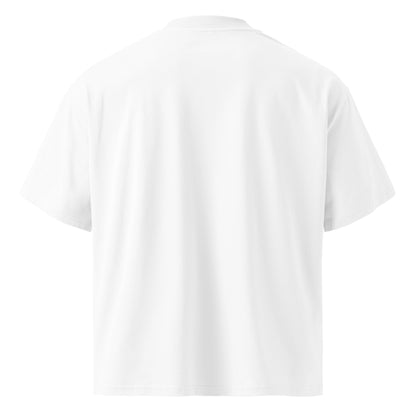 Organic cotton oversized high-neck tee white back — Fog & Foundry