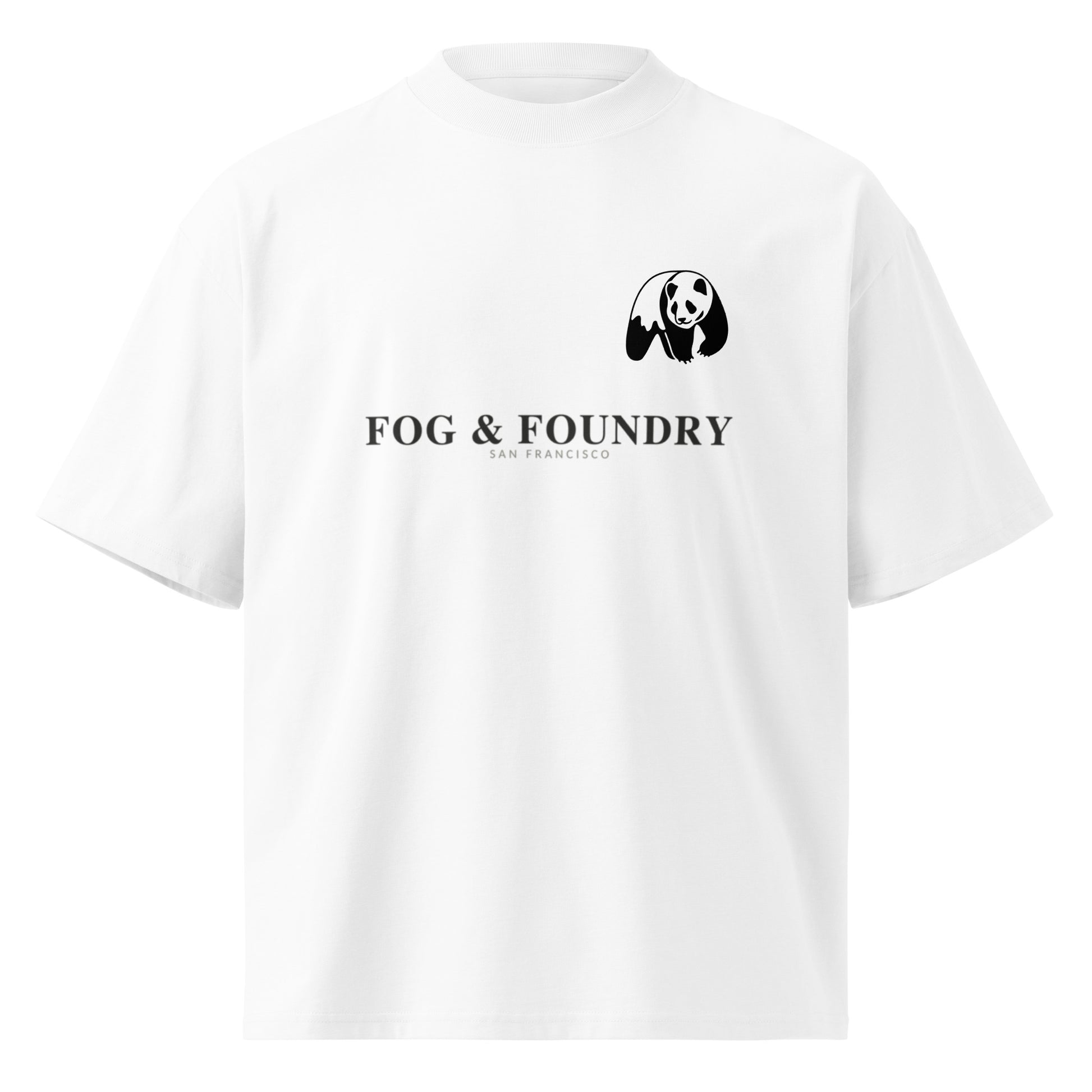 Organic cotton oversized high-neck tee white front — Fog & Foundry