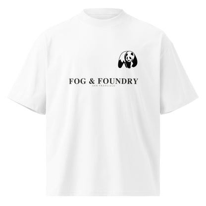 Organic cotton oversized high-neck tee white front — Fog & Foundry
