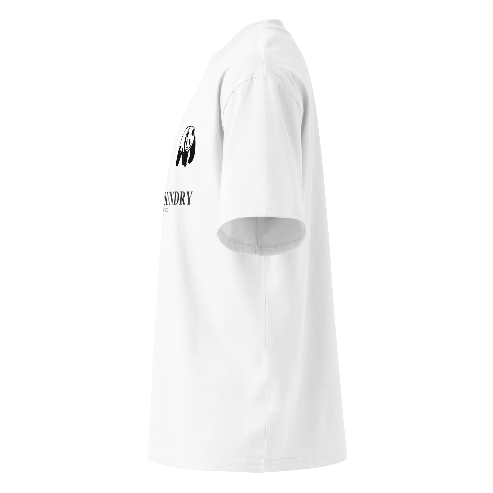 Organic cotton oversized high-neck tee white left — Fog & Foundry