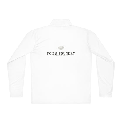 Lightweight quarter-zip pullover white back — Fog & Foundry