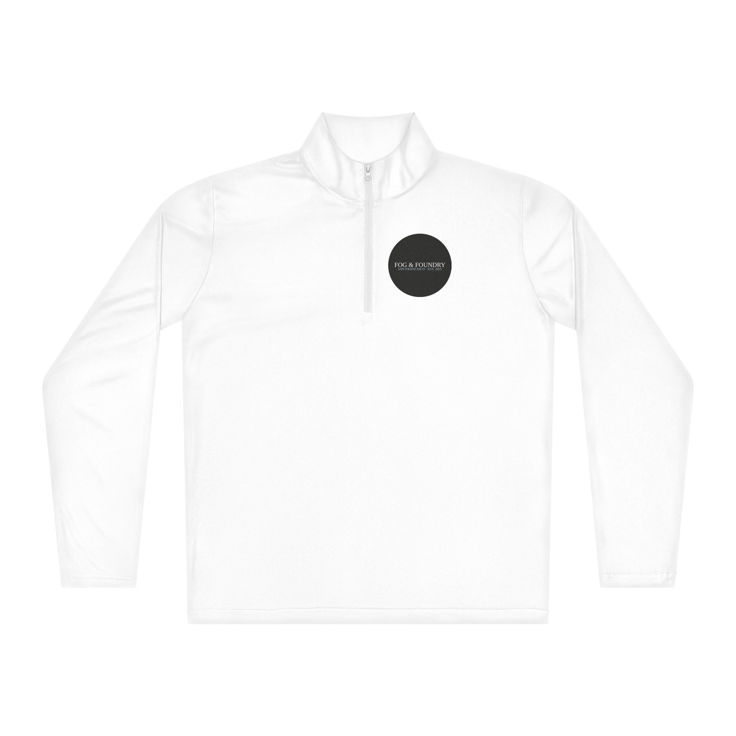 Lightweight quarter-zip pullover white front — Fog & Foundry
