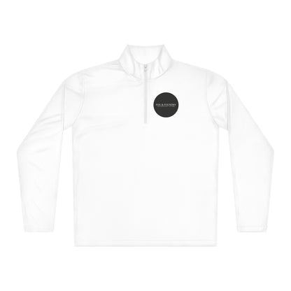 Lightweight quarter-zip pullover white front — Fog & Foundry
