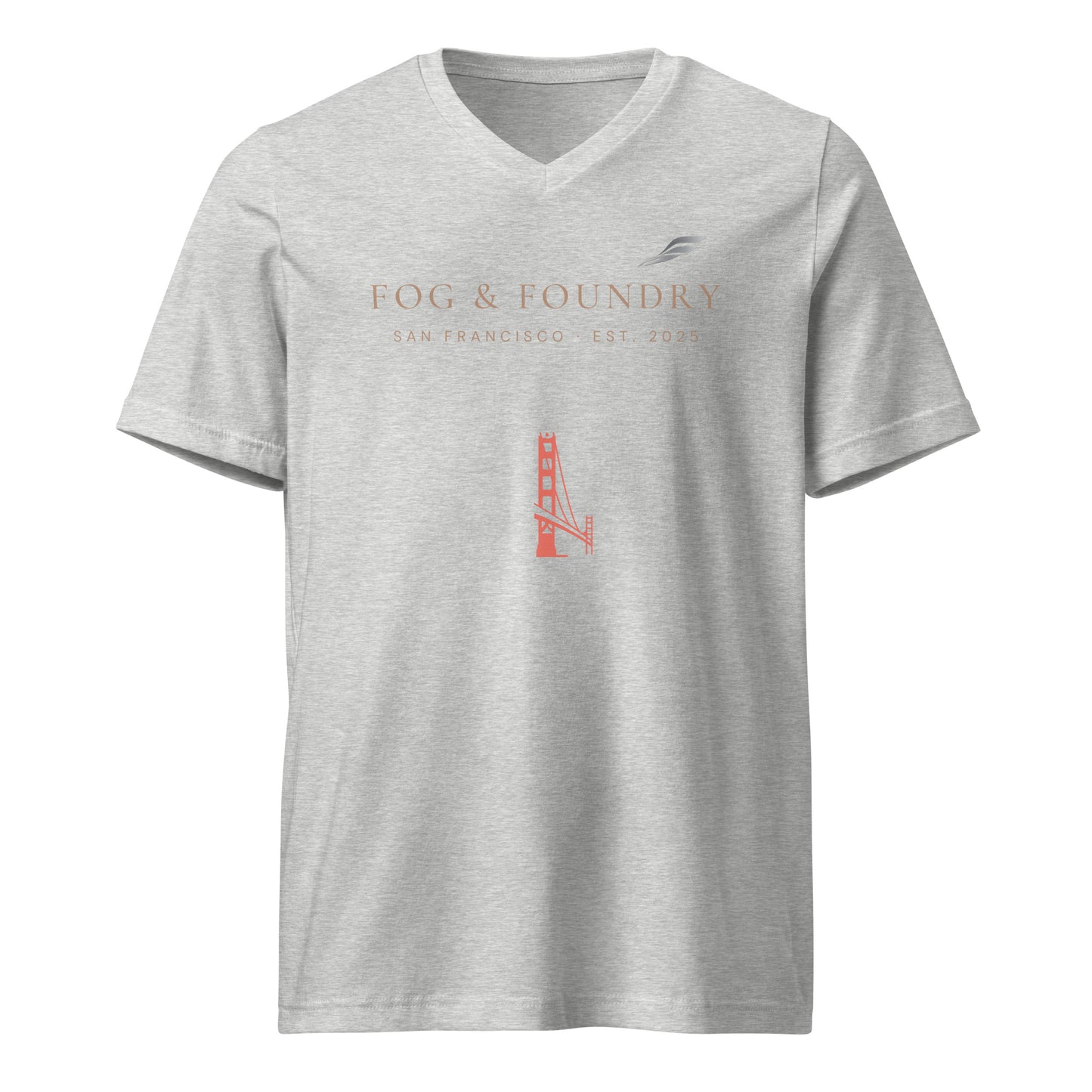 Golden Gate v-neck tee athletic heather front — Fog & Foundry