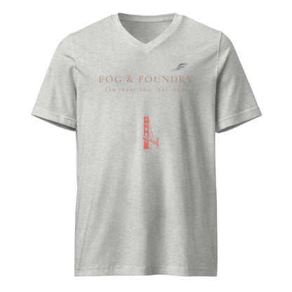 Golden Gate v-neck tee athletic heather front — Fog & Foundry
