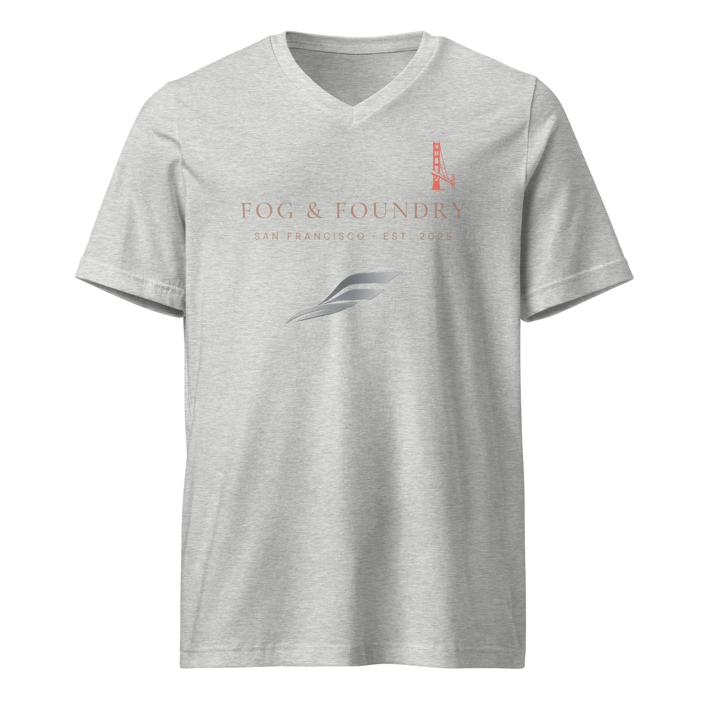 San Francisco v-neck tee athletic heather front — Fog & Foundry