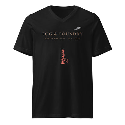 Golden Gate v-neck tee black front — Fog & Foundry